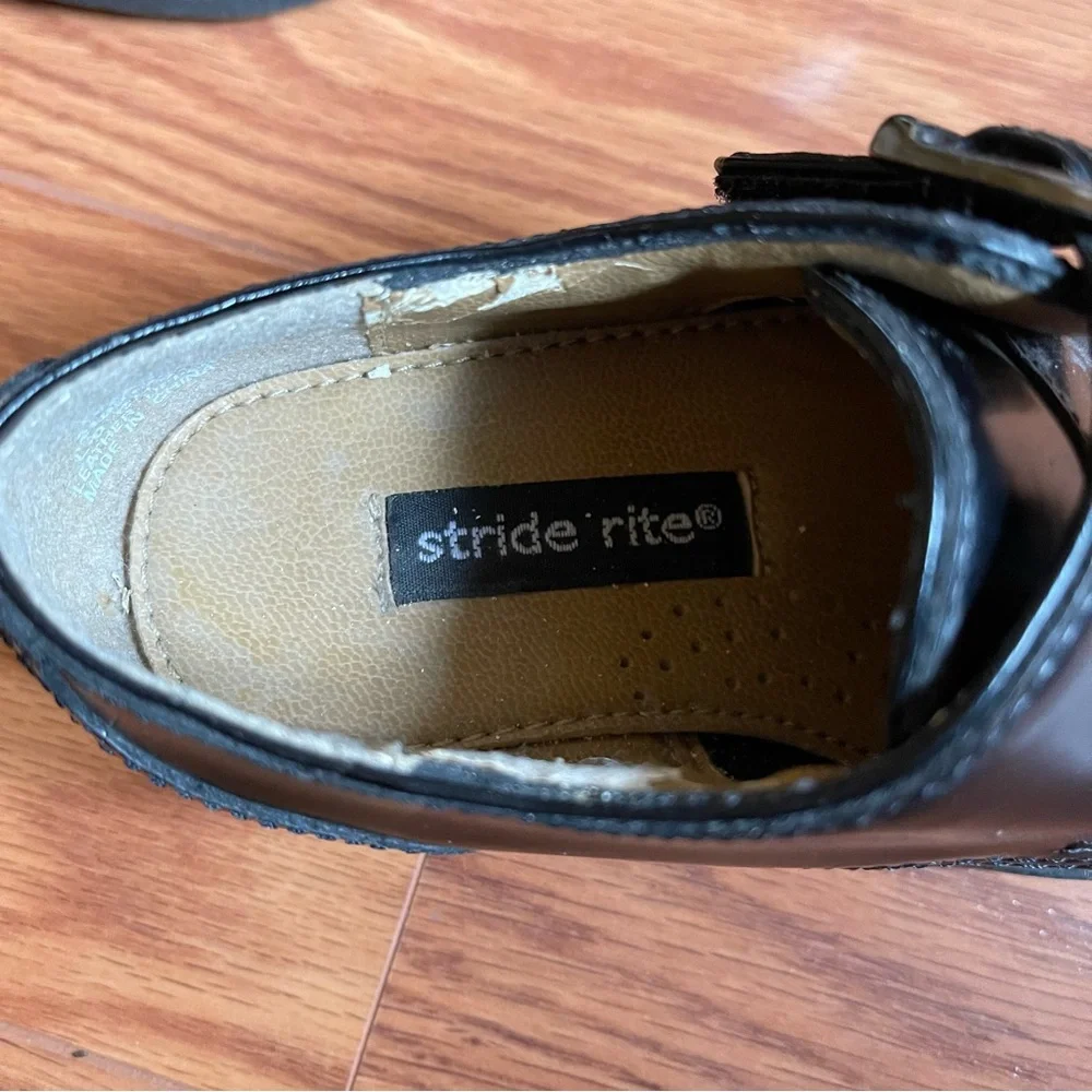 Little Boys Stride Rite Black Leather Dress Shoes w/ Buckles - Size 6 1/2 M